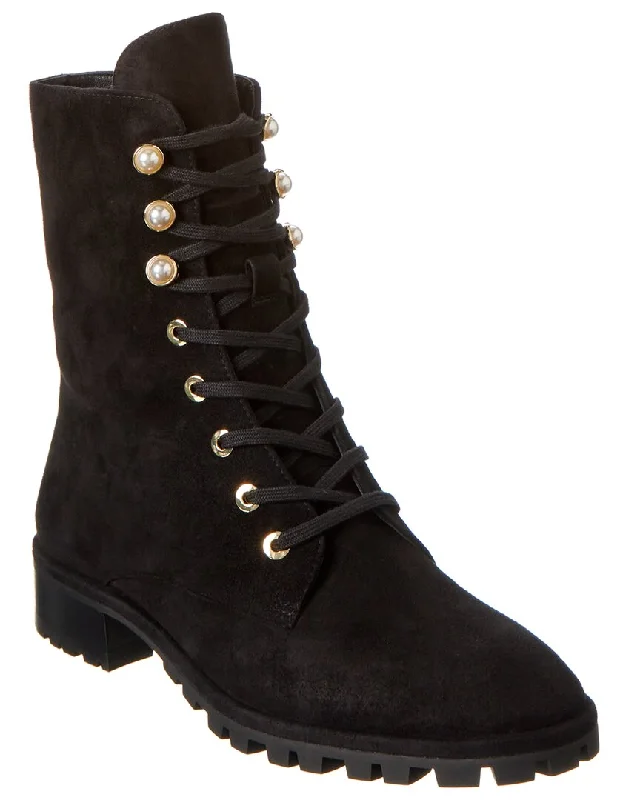 Stuart Weitzman Laine Pearl Suede Combat Boot