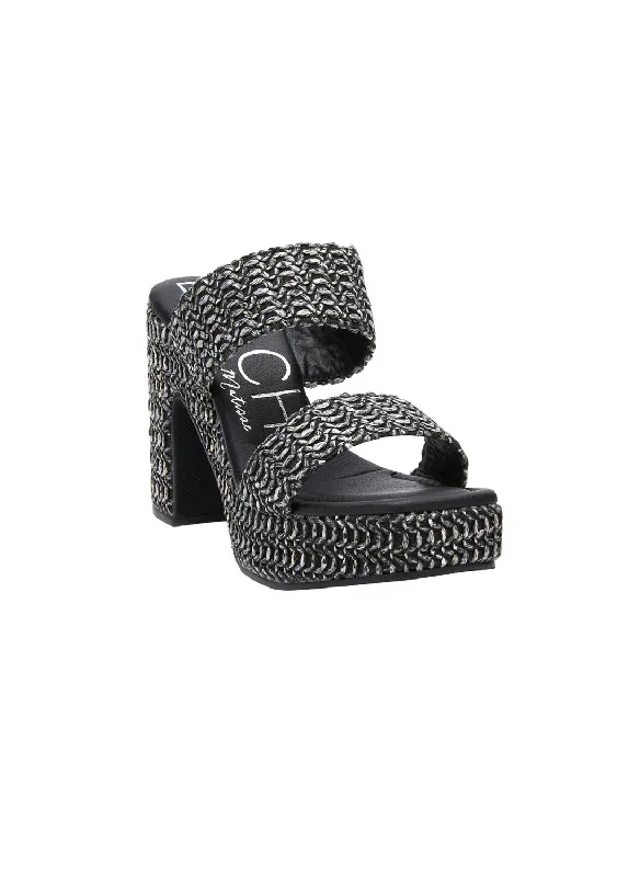 Women's Gem Platform Block Heel In Black