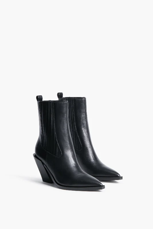 Black Leather Mandey Booties