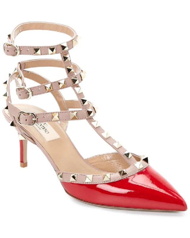 Valentino Rockstud Caged 65 Patent Ankle Strap Pump