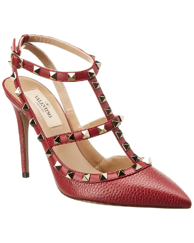 Valentino Rockstud Caged 100 Grainy Leather Pump