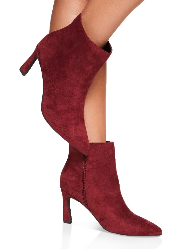 Side Zip Stiletto Pointed Toe Booties