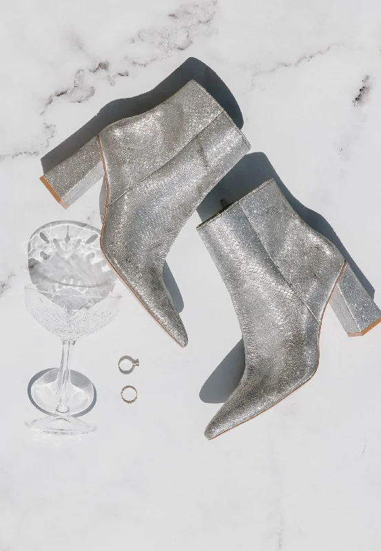 DISCO BOOTS - SILVER BRIDAL BOOTIES