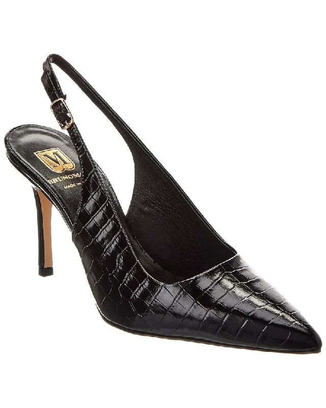 M by Bruno Magli Pamela Croc-Embossed Leather Slingback Pump