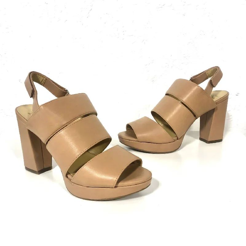 Freema Gingersnap Block Heels In Nude Beige