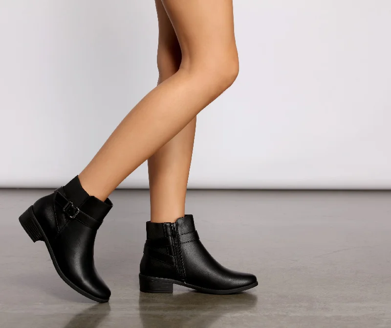 Stacked on Style Faux Leather Ankle Booties