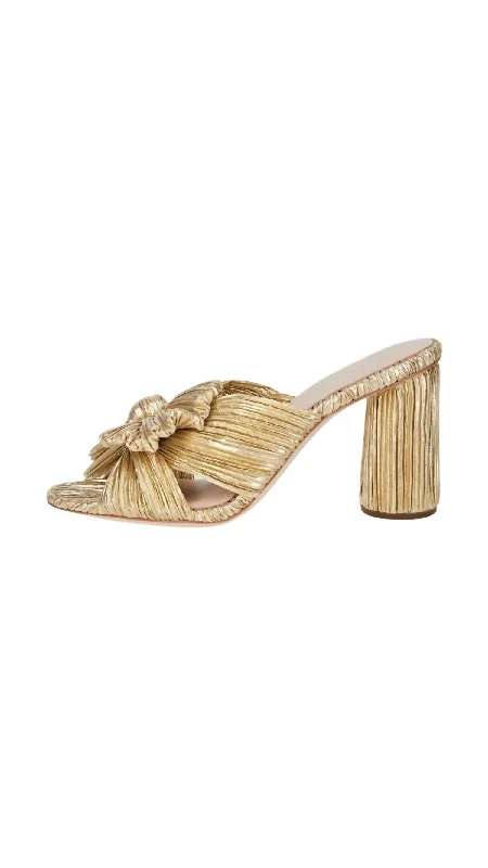 Penny Pleated Bow Heel In Gold