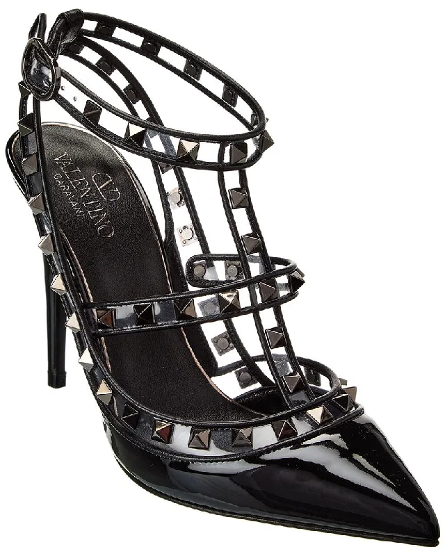 Valentino Rockstud Caged 100 Patent & Vinyl Pump