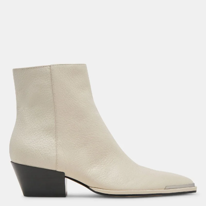 Nonah Booties Ivory Leather