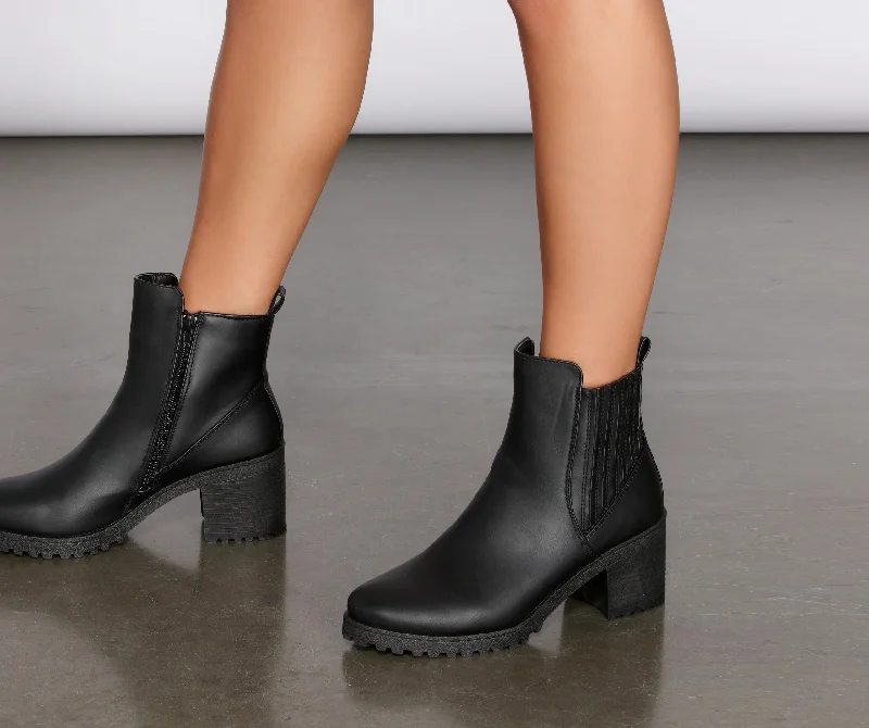 Taking Names Faux Leather Lug Boots