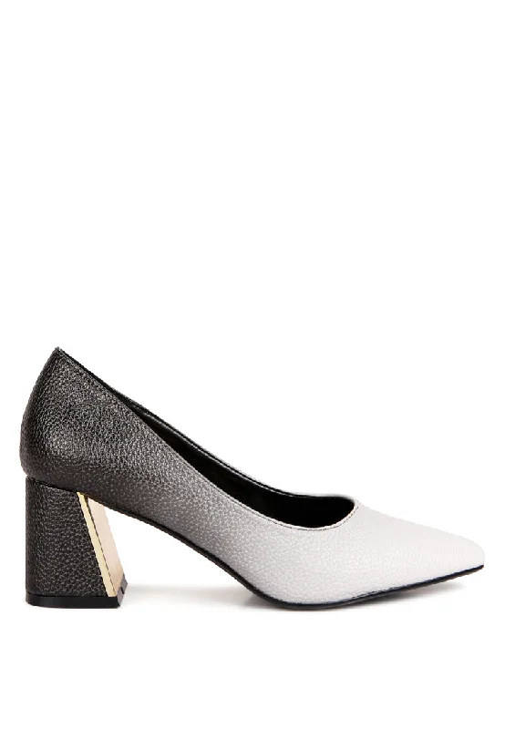 harlow metallic accent block heel pumps