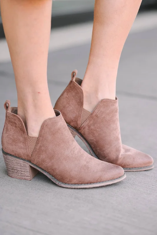 Just Be Yourself Taupe Brown Booties