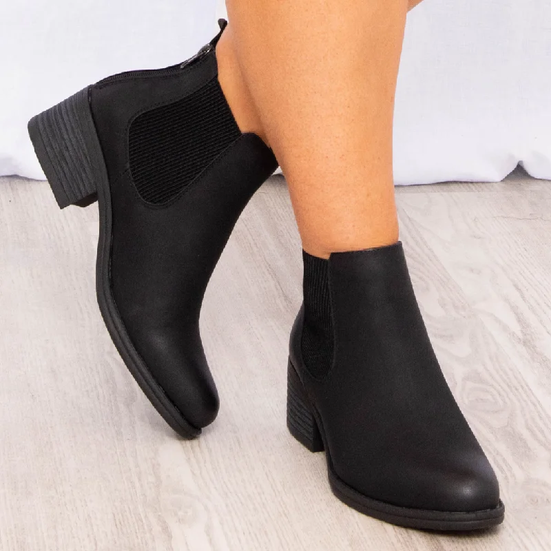 A Midnight Walk Booties, Black