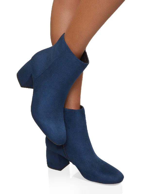 Round Toe Block Heel Booties