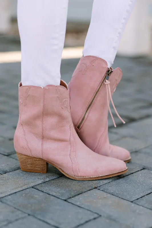 Get A Move On Blush Pink Western Booties