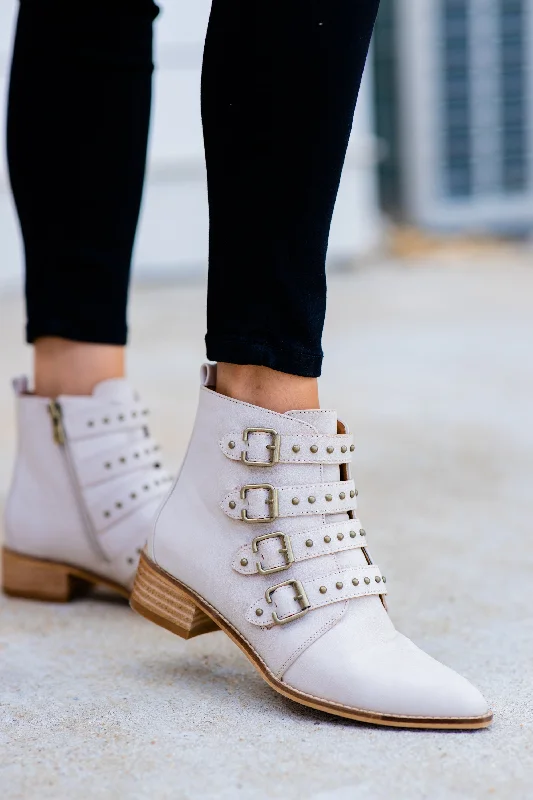 Stone Cold Ice White Buckle Booties