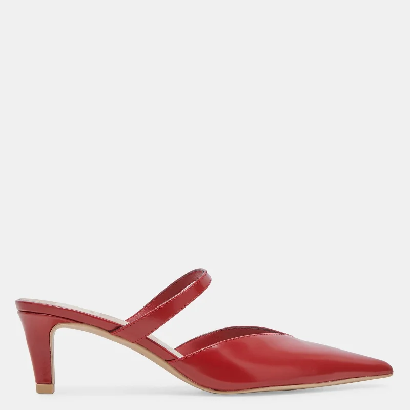 Kanika Mid Heels Red Crinkle Patent