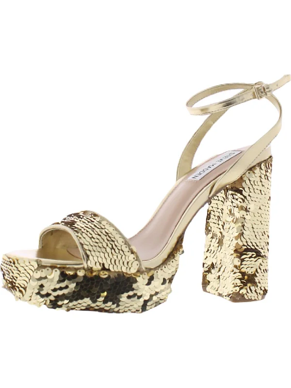 Lessa S Womens Sequined Ankle Strap Platform Sandals