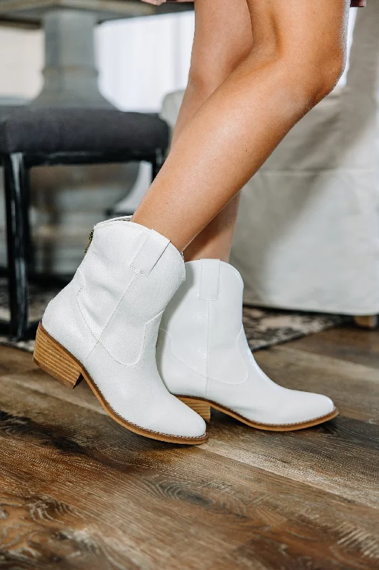 Walk The Walk White Western Booties