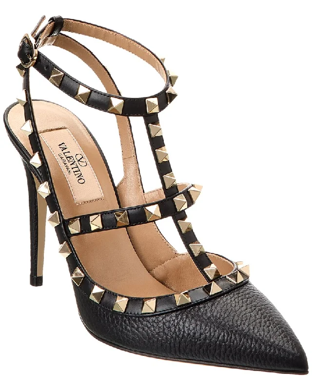 Valentino Rockstud Caged 100 Grainy Leather Pump