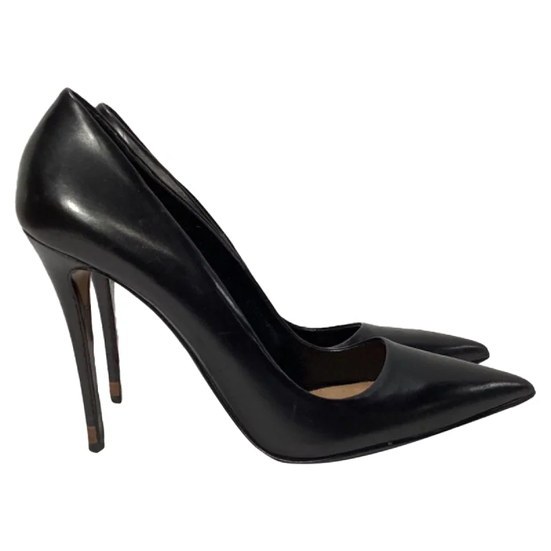 Fendi Pointed-Toe High Heel Pumps in Black Leather