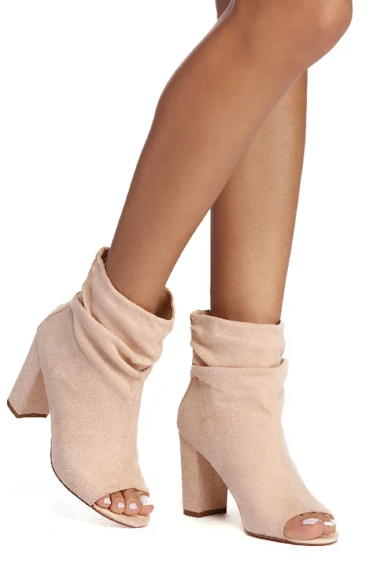 Scrunch Time Open Toe Bootie