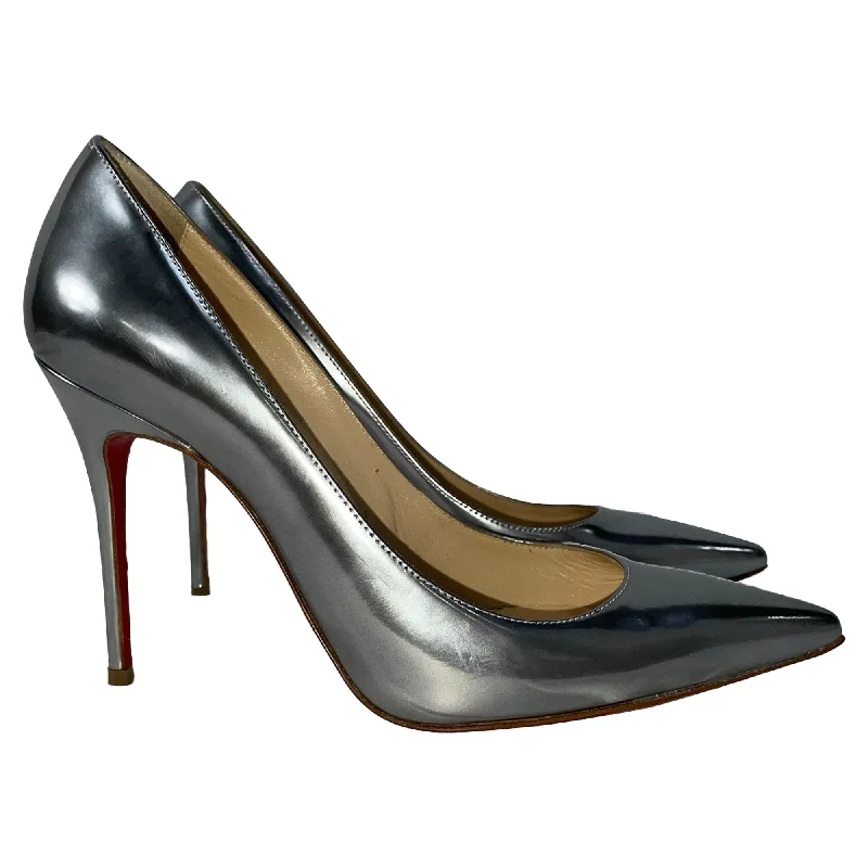 Christian Louboutin Kate 100 Pumps in Metallic Silver Leather