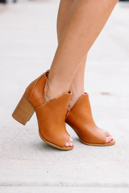 Feeling Bold Camel Brown Heeled Booties