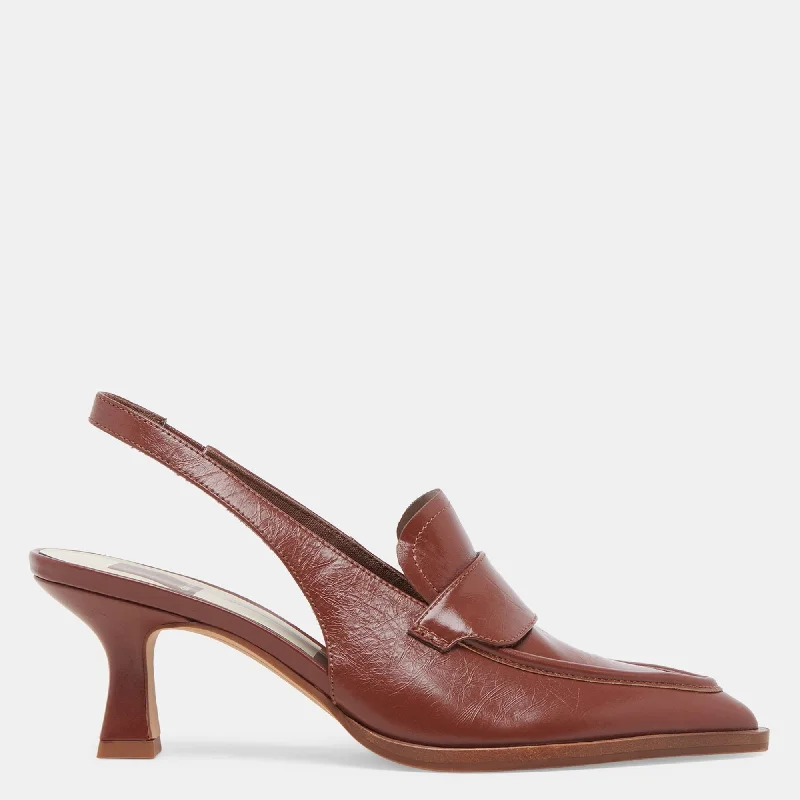 Adele Heels Brown Crinkle Patent Leather