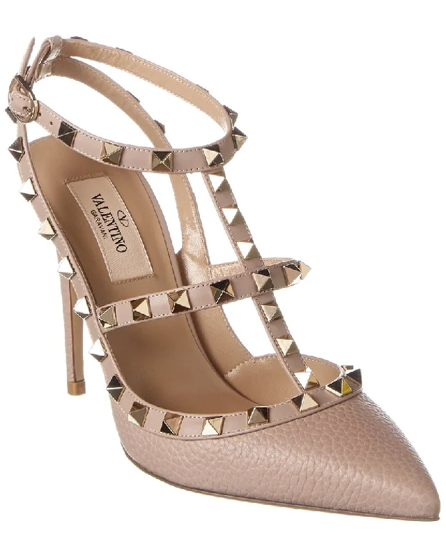 Valentino Rockstud Caged 100 Grainy Leather Pump