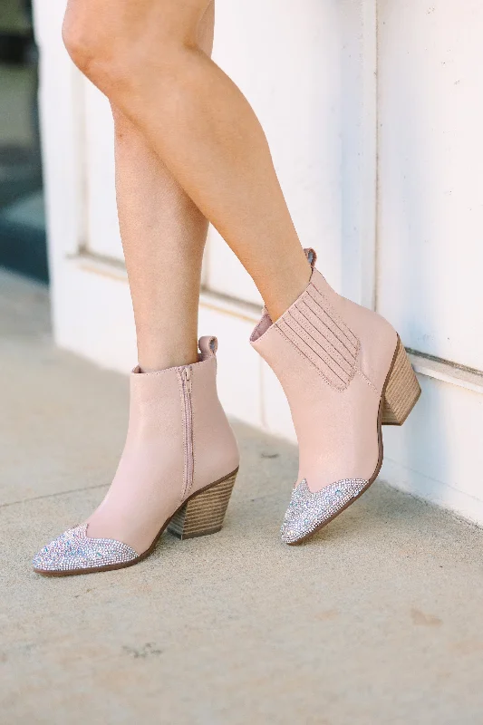 Matisse: Ready For Me Blush Pink Rhinestone Booties