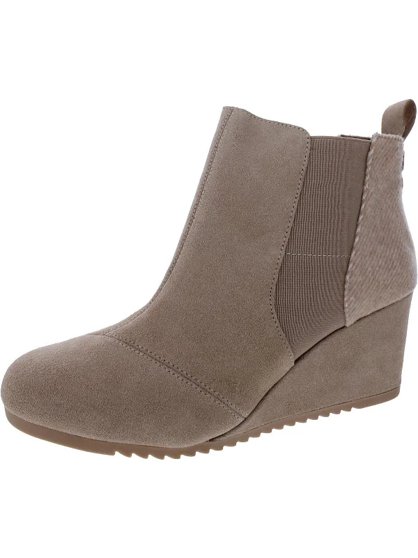 Emery Womens Suede Pull-on Wedge Heels