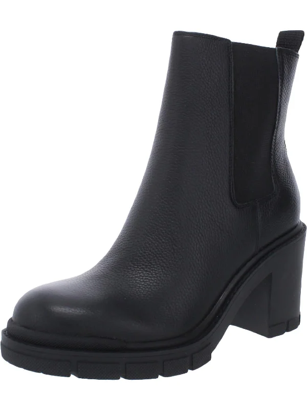 Vanlisa Womens Leather Round Toe Booties