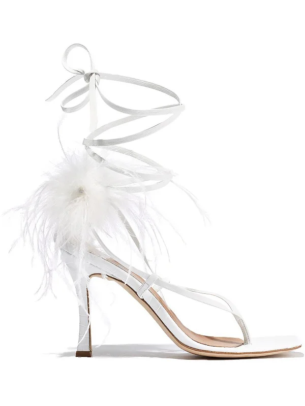 Paloma Womens Leather Feathered Pumps