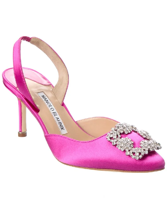 Manolo Blahnik Hangisli 70 Satin Slingback Pump