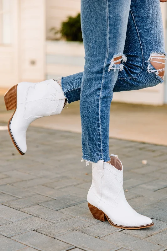 Keep The Sass Cream White Croc Western Booties