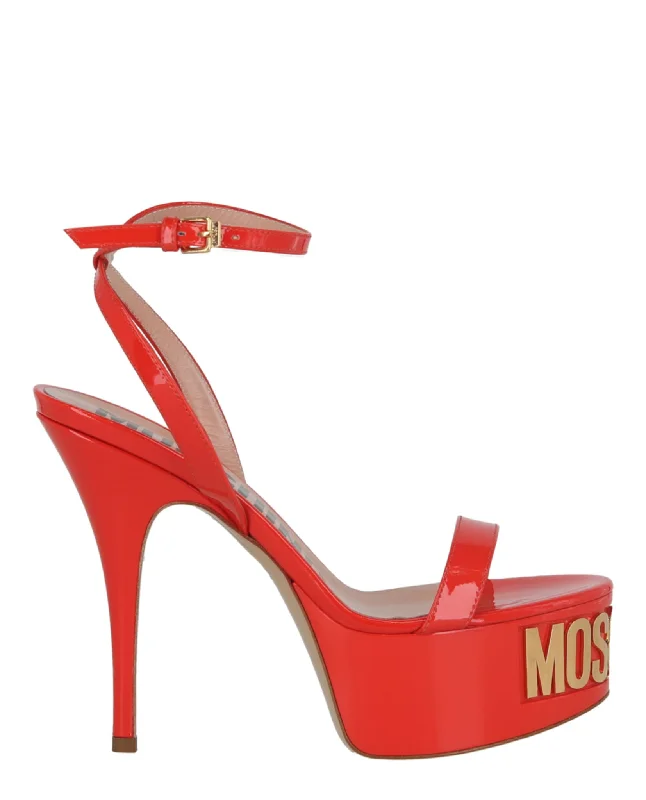 Logo-Letter Patent Leather Platform Pump