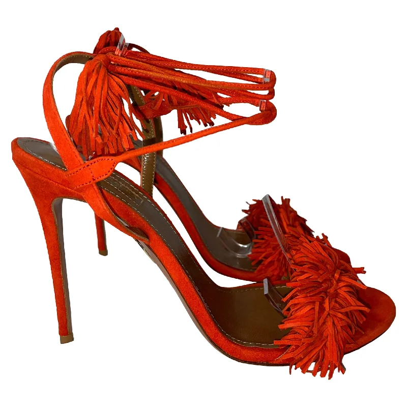 Aquazzura Wild Thing 105 Sandals in Orange Suede