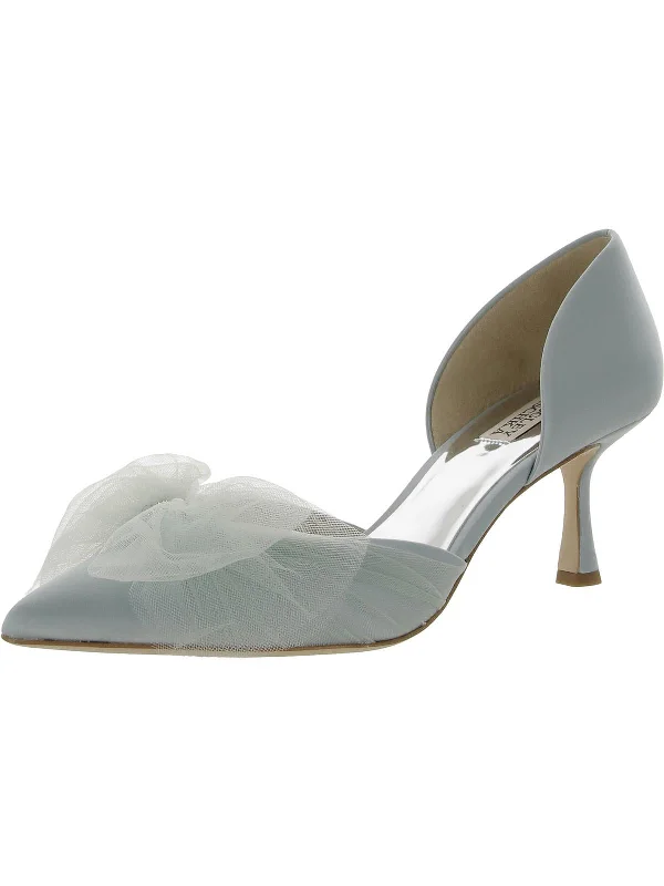 Festive Womens Satin Pointed Toe D'Orsay Heels