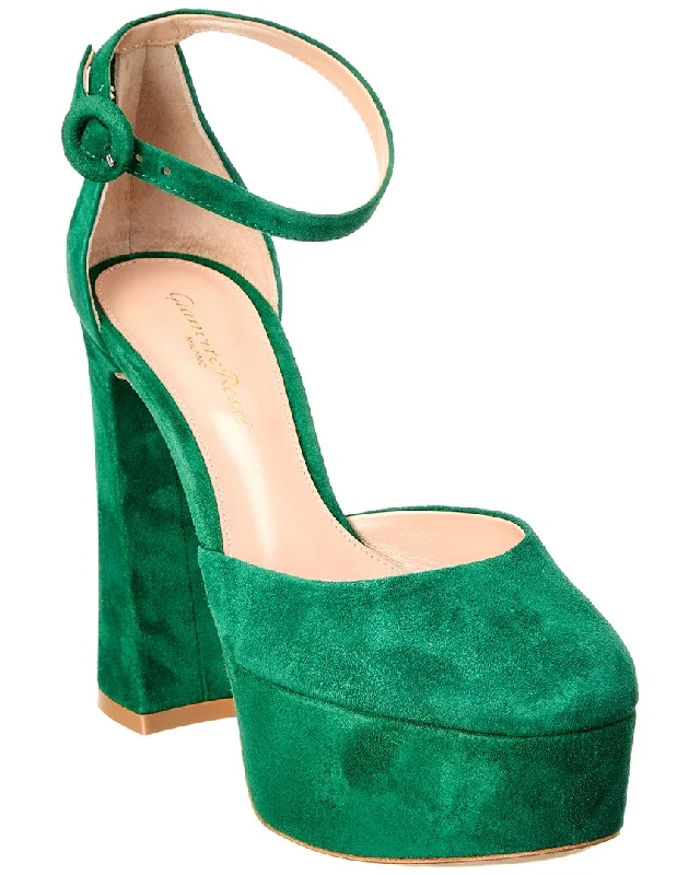 Gianvito Rossi Holly D'Orsay 70 Suede Platform Pump