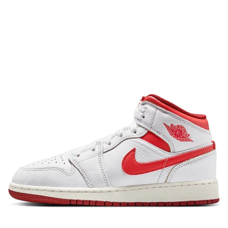 Air Jordan 1 Mid SE (GS) - White/Lobster