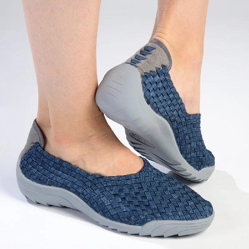 Rock Spring Imola Woven Elasticated Slip On - Navy/Grey