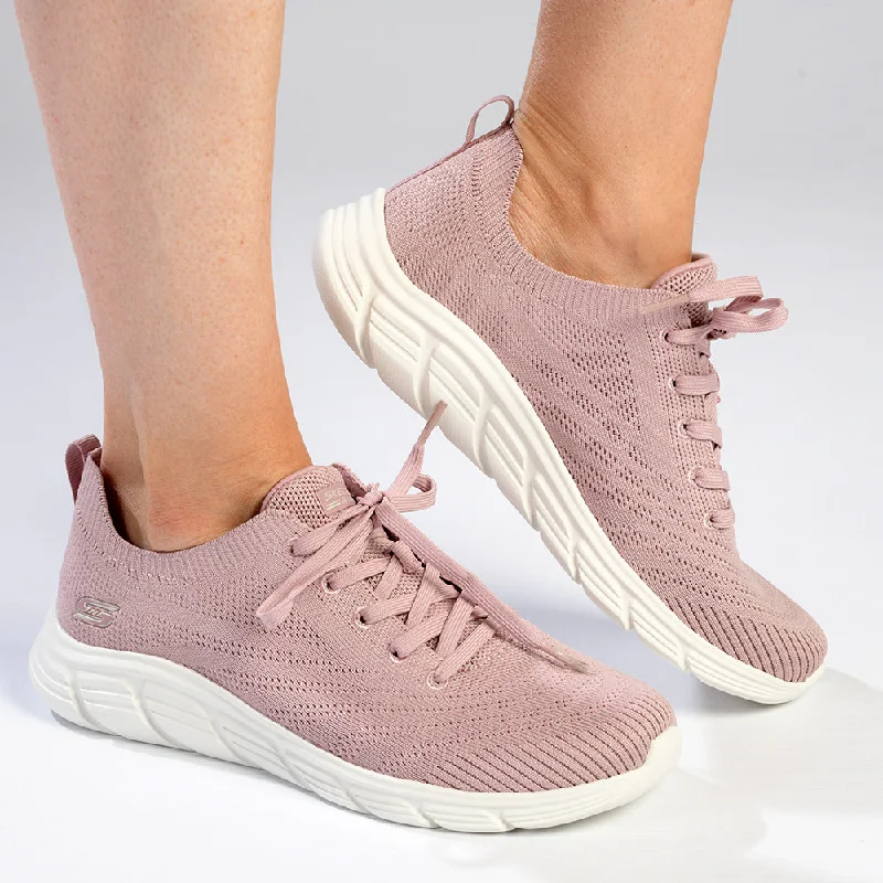 Skechers Bobs B Flex Lace Up Sneaker - Blush Satin