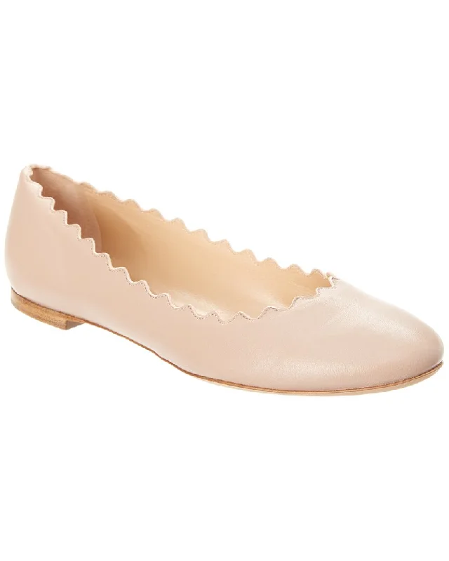 Chloe Lauren Scalloped Leather Ballerina Flat