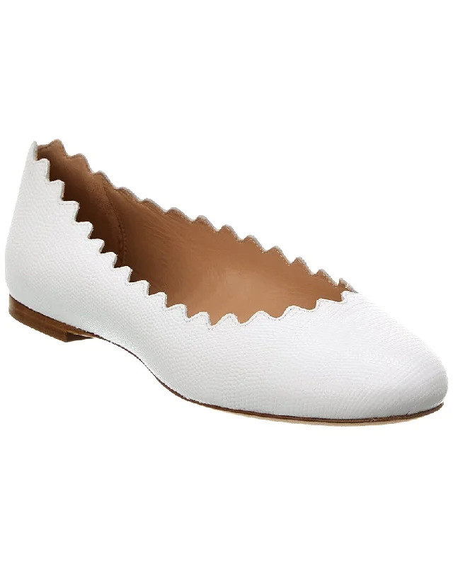 Chloé Lauren Scalloped Leather Ballerina Flat