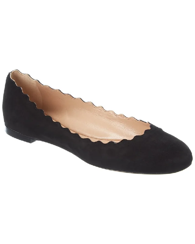 Chloé Lauren Scalloped Suede Ballerina Flat