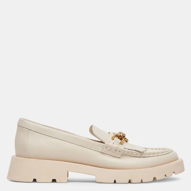 ERNA WIDE FLATS IVORY LEATHER