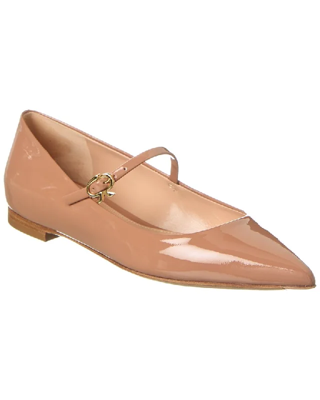 Gianvito Rossi Ribbon Jane Patent Ballerina Flat