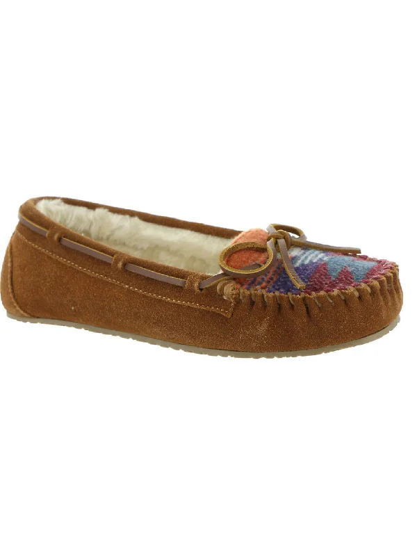 Lodge Trapper Womens Suede Faux Fur Lined Moccasins