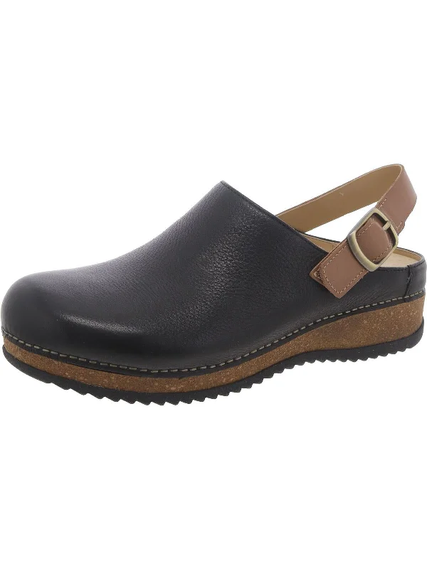 Merrin Womens Leather Wedge Clogs